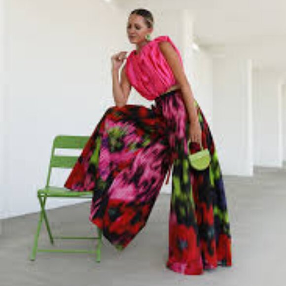 Carolina Herrera Wide Leg Pleated Palazzo Pant - Picture 3 of 6